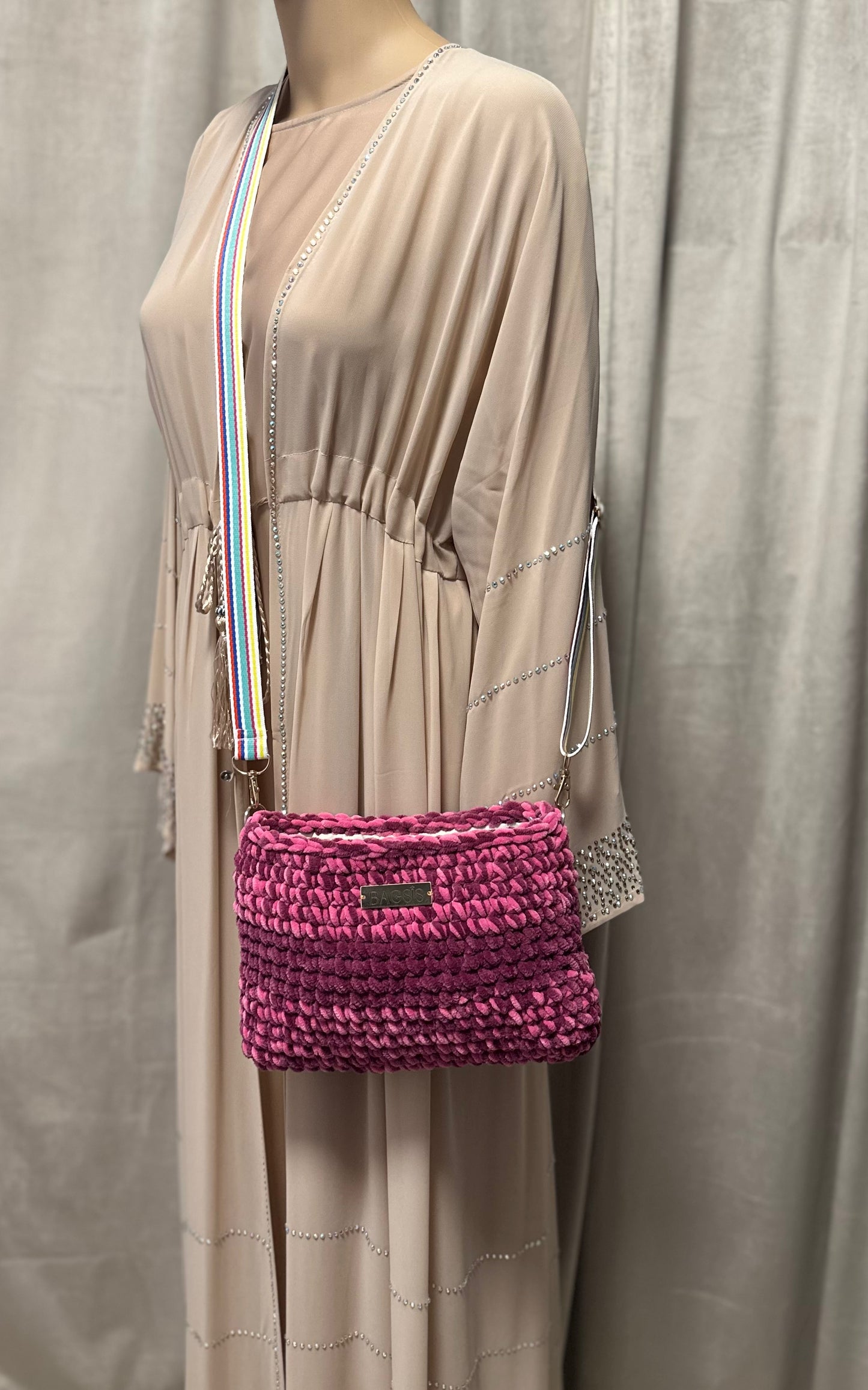 Handtasche ADINA zweifarbig mit Streifen