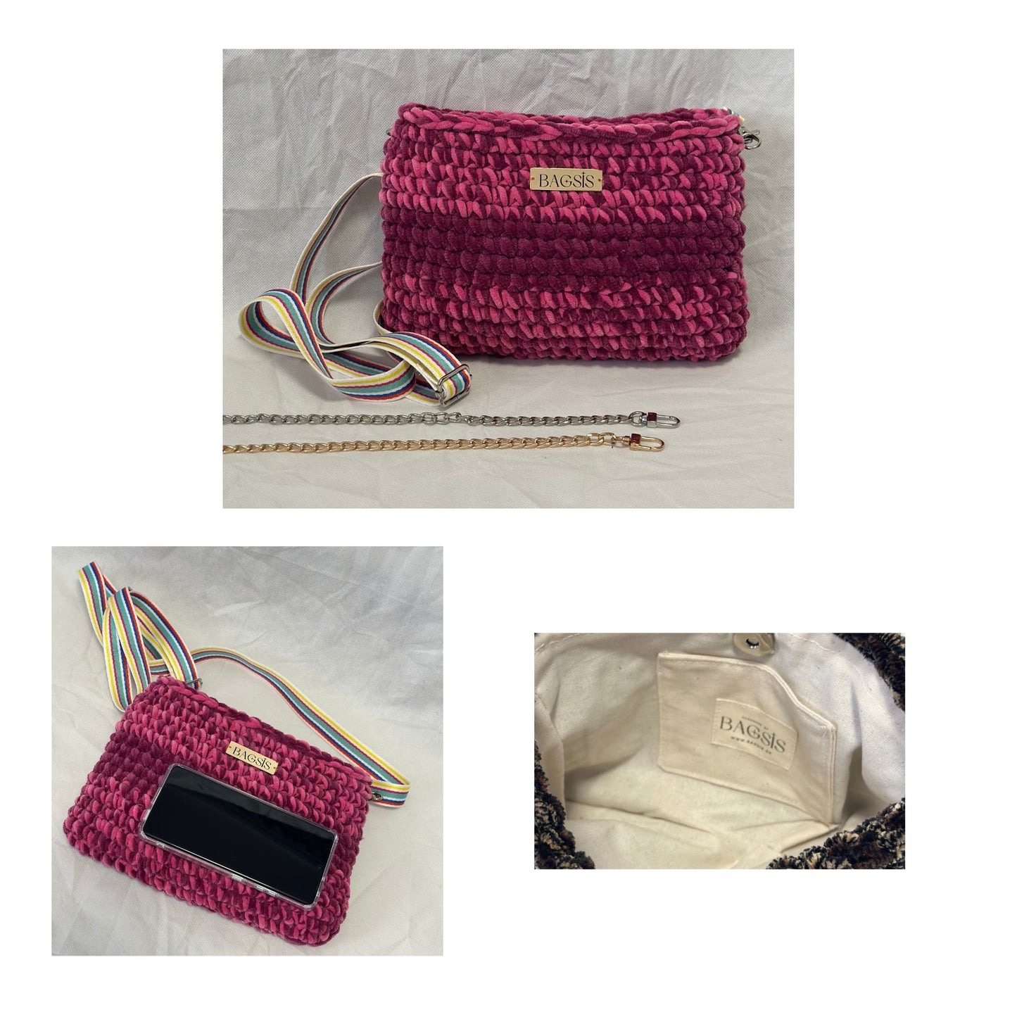 Handtasche ADINA zweifarbig mit Streifen